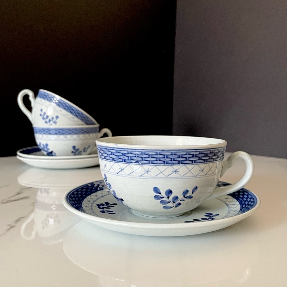 SET of 3 Flat Cups & Saucers by Royal Copenhagen